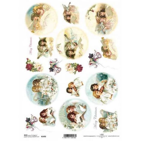 Papier ryżowy do decoupage A4, Aniołki